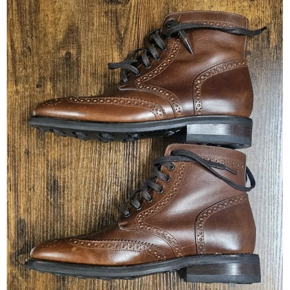 Thursday Boot Company Leather Wingtip Boots Men‎ Size 7 Brown Preppy Academia